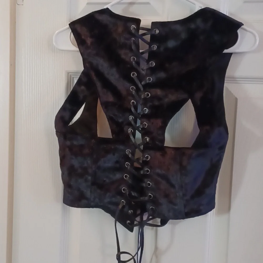 Widow black velvet corcet buckel on chest and lace in front and back LARGE - Picture 12 of 12